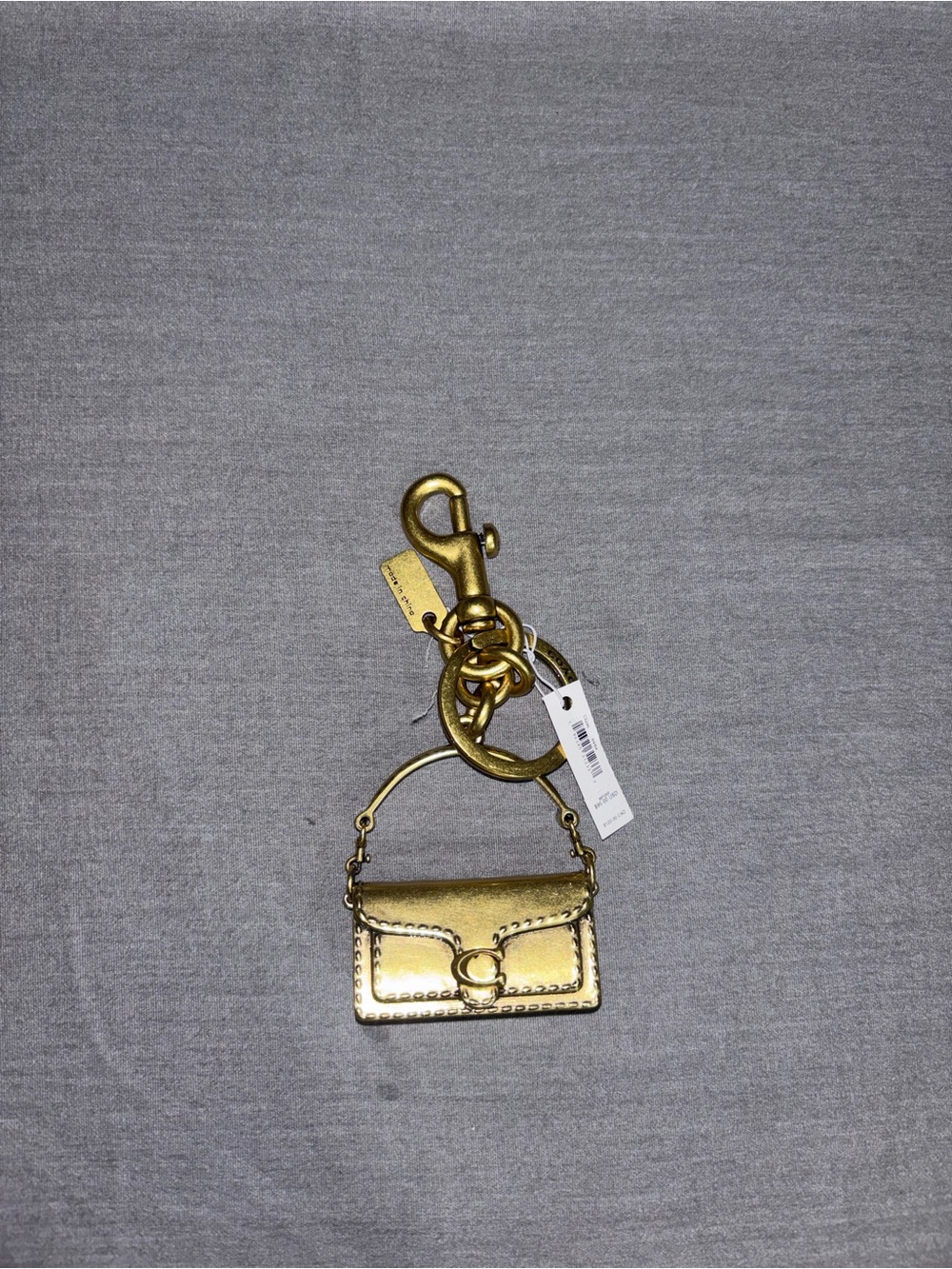 Gold Mini Coach Handbag Keychain Charm